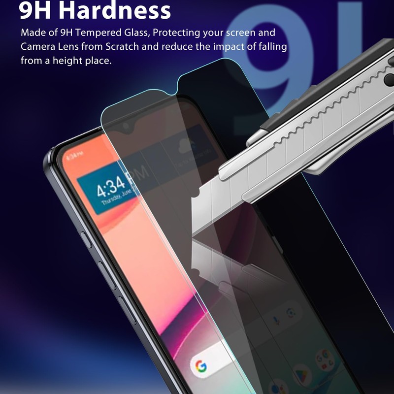 Anbzsign 2 Pack Privacy Tempered Glass Screen Protector for TCL