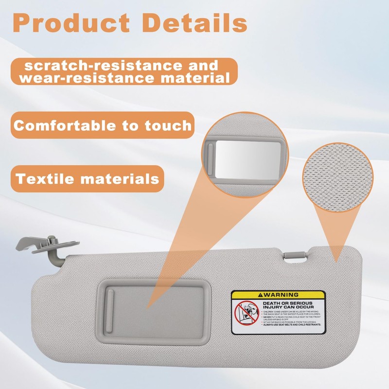 Pair of Left and Right Sun Visor with Clips for
