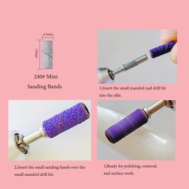 BITNBITH 100pcs Small Nail Sanding Bands,3.1mm Mini Nail Sanding Mandrel Bits 240 Grit Extreme Fine Nail Drill Bits Nail File for Acrylic Nails Gel Manicure Pedicure Nail Prep Salon Supplies,Zebra
