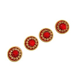 Bindi Indian Small Round Circle Stone Premium Bindi Assorted Stone Indian Daily Use Forehead Bindi Round Dot Tattoo Body Art Sticker (Red Golden Stone)