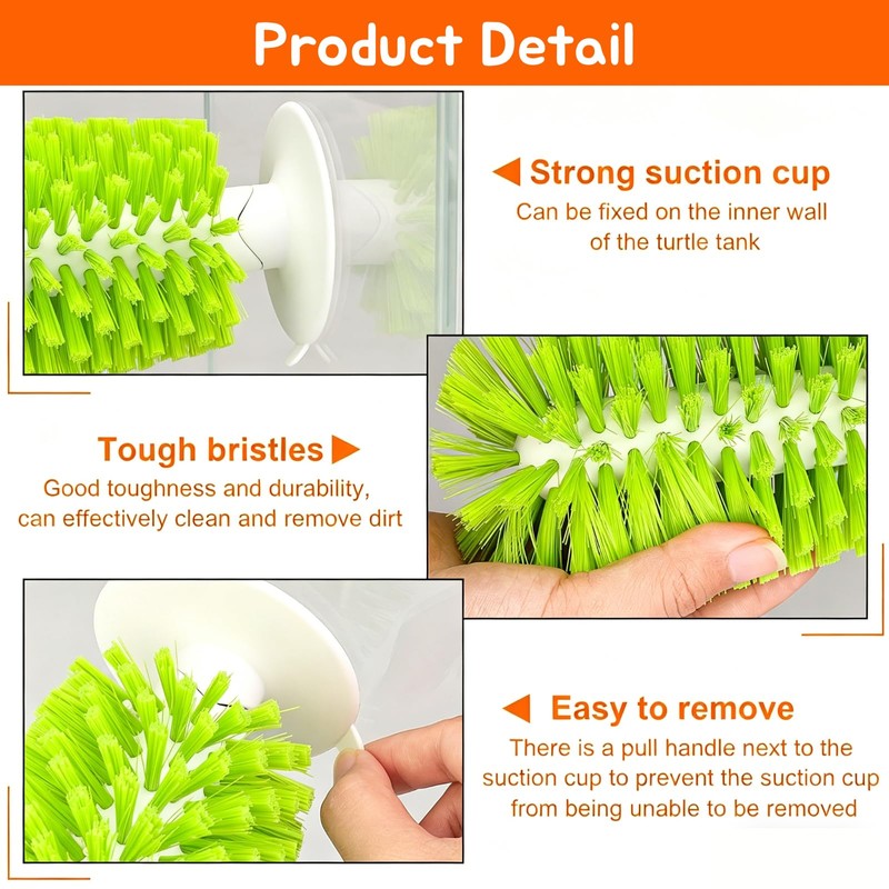 Fertrey 3 Pcs Turtle Tank Accessories, Turtle Brush with Suction