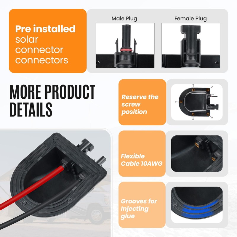 Pjerjzn Solar Cable Entry Gland with 10AWG Solar Cable and