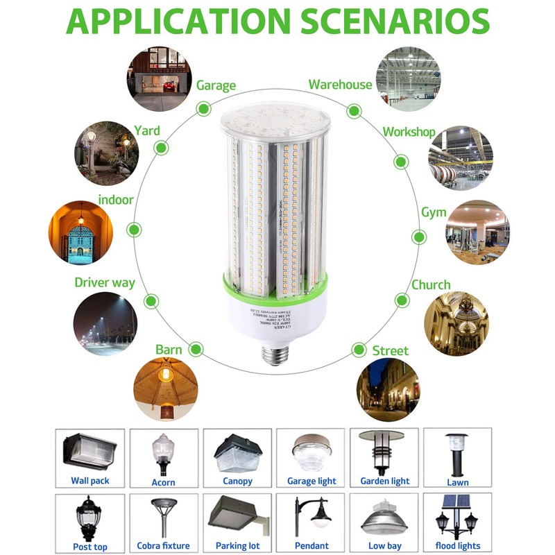 2-Pack 80W LED Corn Bulbs,E26/ E39 Base LED Light,5000K,AC110-277V,LED Replacement