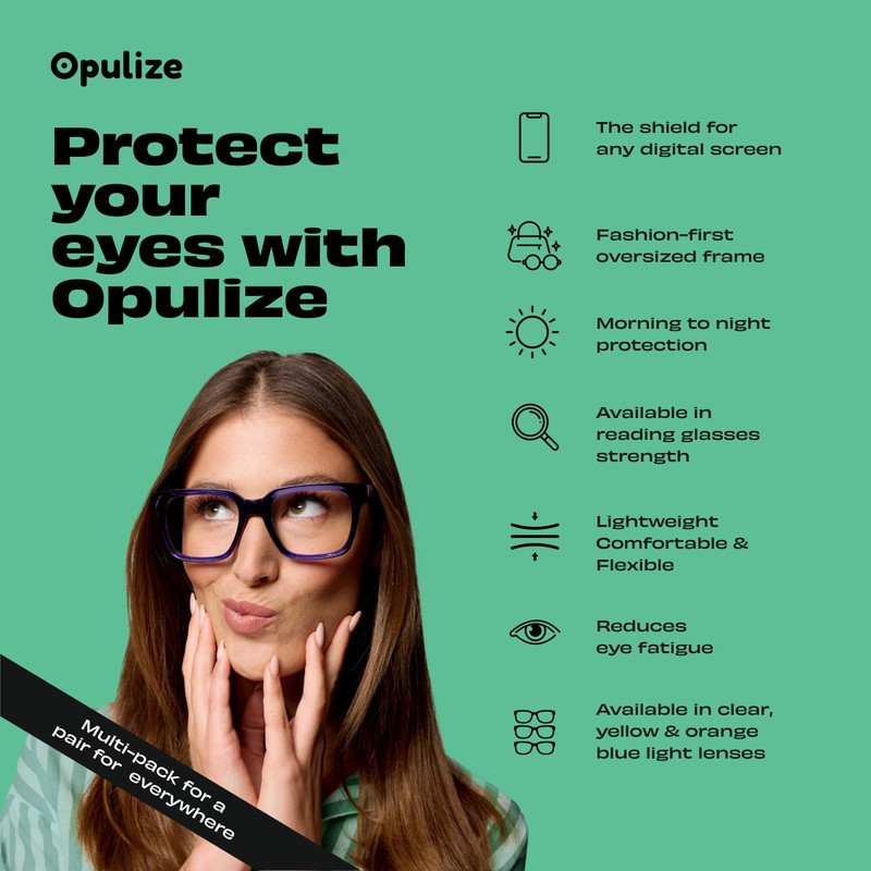 OPULIZE ERA Blue Light Glasses - Clear Lens - Anti-Reflective