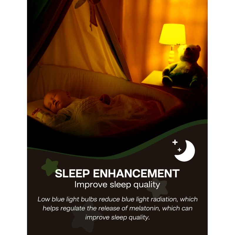 Eastiya Amber Sleep Light Bulbs: 3W Amber Warm Light Bulb