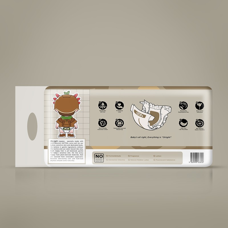 Olright Plush 'N' Dry Nappies Jungle 36 Pack - Size