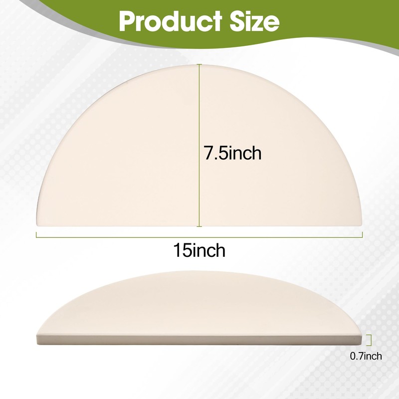 Half-Moon Ceramic Heat Deflector Plates for Kamado Joe Classic I,