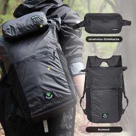 4Monster Foldable Backpack, Ultra Light, Unisex Daypack, Outdoor, 2-in-1 Belt Bag, Waterproof Hiking Backpack