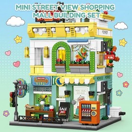 Bloques de construcción para centros comerciales, modelo modular de tienda de Street View de la ciudad, juego de construcción con máquina expendedora,