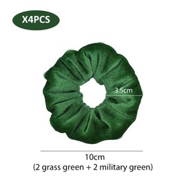 4 Pieces Velvet Hair Ties, Soft Elastic Hair Ties, Ponytail Hair Ties, Updo Hair Ties For Women, Hair Accessories For Girls And Kids, Green School Hair Accessories