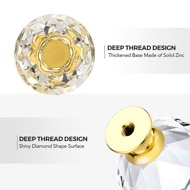 Ravinte 25 Pack Crystal Drawer Knobs - Glass Cabinet Knobs,