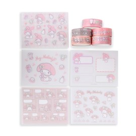 Kawaii Masking Tape & Stickers Set - 5 Pcs for Crafts & Decor - Twinkle Pearl Design - Cute Kawaii Masking Tape Bulk - for Diary/Journal/Planners - Gift Box (MyMeloday)