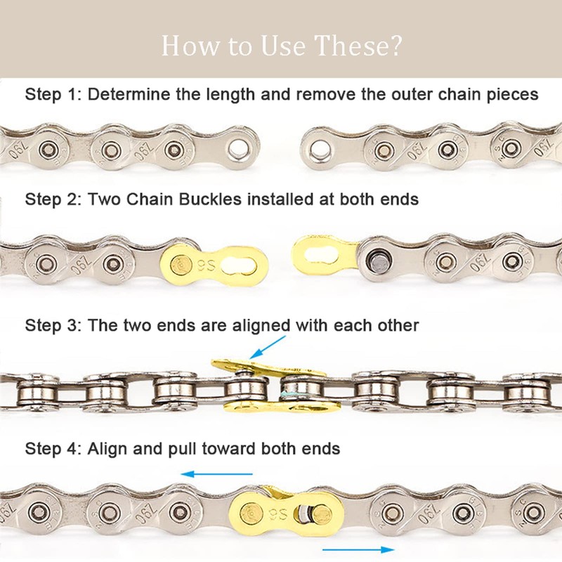 SUNTRADE 8 Pairs Bicycle Missing Link, 6/7/8/9/10/11/12 Speed Bike Chain