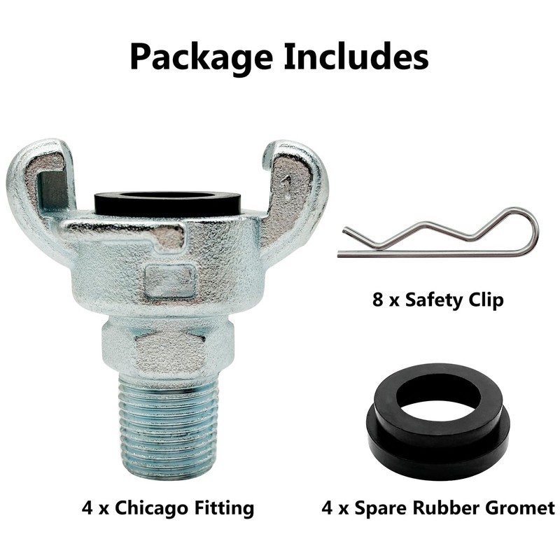 MustBee 4 Sets NPT Iron Air Hose Fitting, Universal Coupling,