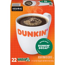 Dunkin' Decaf Medium Roast Coffee, 22 K Cups for Keurig Coffee Makers (Packaging May Vary)