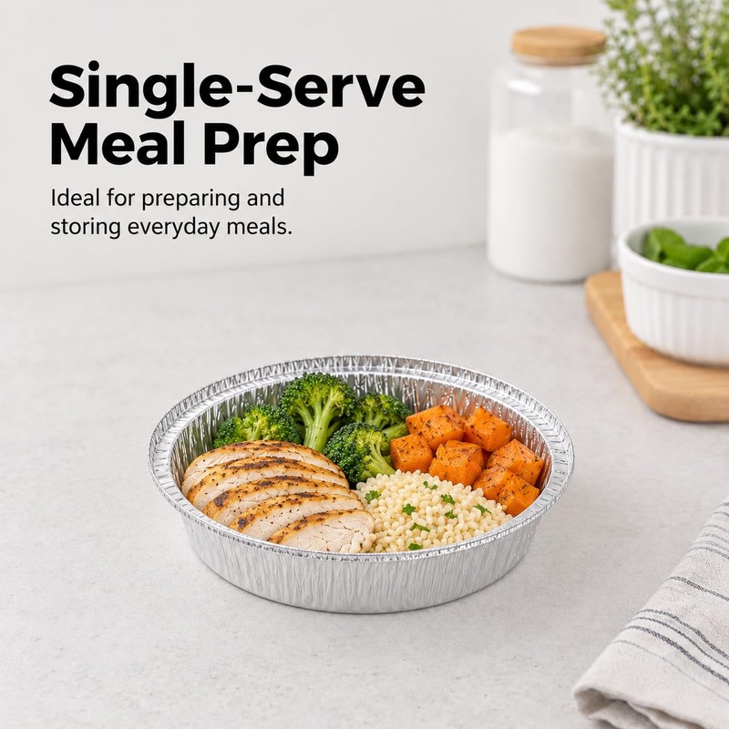 30-Pack 7" Round Aluminum Foil Pans with Clear Lids
