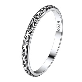 Suplight 2mm Sterling Silver Celtic Knot Eternity Wedding Engagement Band Ring Size 9