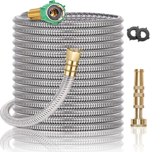 Metal Garden Hose 75FT, Stainless Steel Heavy Duty Water Hose