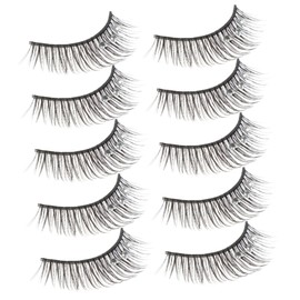 WOONEKY 5 Pairs Rhinestone Faux Eyelashes Natural Look Long False Lashes for Women Comfortable Easy to Apply for Parties Cosplay and Stage Performances