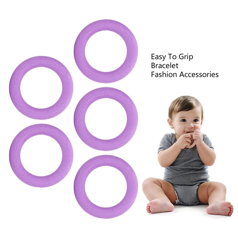 5pcs Baby Soft Silicone Teething Ring Toy Infant Safe Elastic