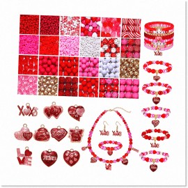 XYNEALCEH Valentine's Day Jewelry Kit: 2300PCS+ Red Polymer Clay Beads, Rhinestone Crystal