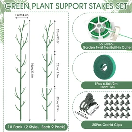 Honeydak 18 Pack Monstera Plant Support Plant Support Stakes for Indoor Plants Stackable Monstera Climbing Sticks with Orchid Clips Twist Ties for Potted Tomato Pothos Philodendron