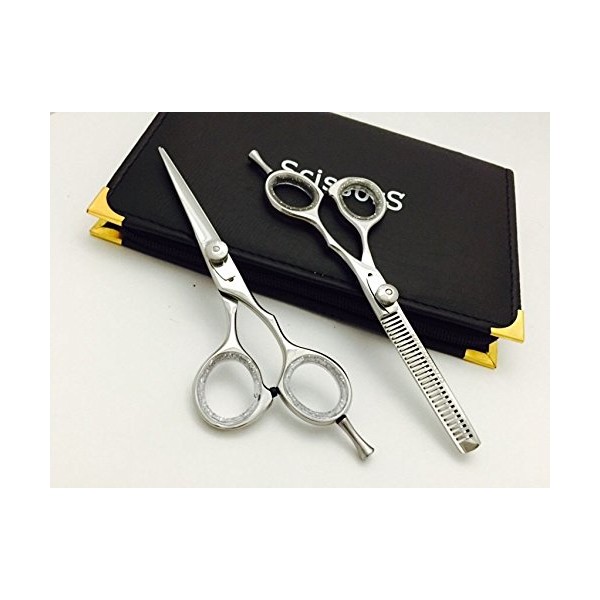 5.5" Professional Barber Razor Edge Powder Coated Hair Cutting and Texturizing Shears Scissors Set