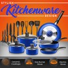 SereneLife Kitchenware Pots & Pans Basic Kitchen Cookware, Black Non-Stick