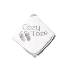 Babydam CozyToze Hooded Bath Towel, 100% Organic Bamboo, Grey/White, Pack of 2
