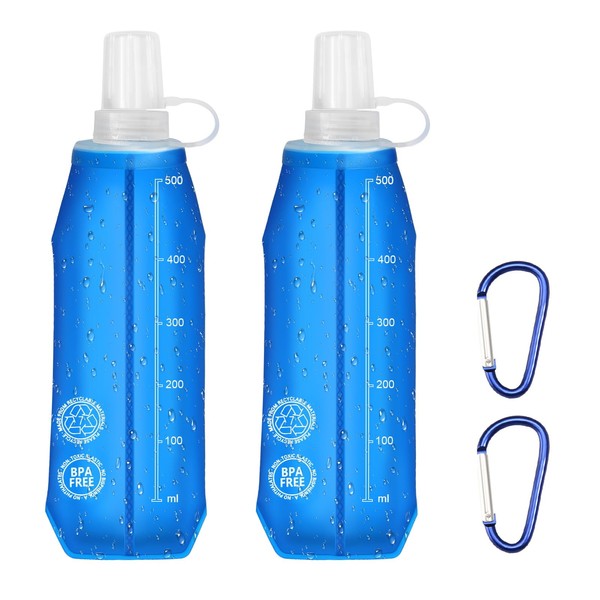 CAINCAY TPU Foldable Water Bottles, Pack of 2, 500 ml