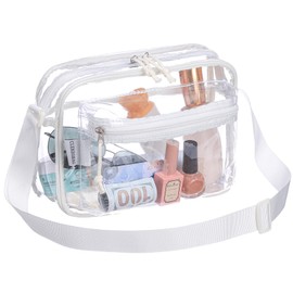 BORMELUN Transparent Clear Crossbody Bag Women's Small Plastic Messenger Stadium Purse Beige White