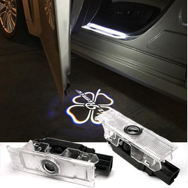 Non Fading Door Light Logo Projection Quadrifoglio LED Welcome Puddle Lights Four Leaf Clover Ghost Lamp Compatible with Alfa Romeo Stelvio Tonale Giulietta Giulia Accessories (Four-Leaf White)