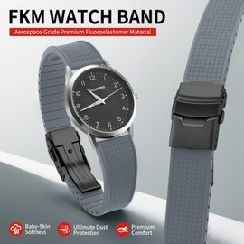 ULLCHRO Watch Strap 20 mm 22 mm Waterproof Soft FKM Bracelet for Men, Rubber Sports Band Rubber Watch Strap, 22 mm