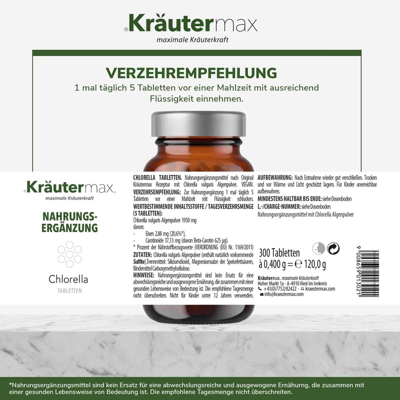 Kräutermax Chlorella Tabletten 1 x 300 Stück