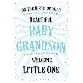 Piccadilly Greetings Modern Baby Card Birth of Grandson - 7 x 5 inches, A11841
