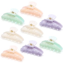 Yuxung 8 Pcs Large Acrylic Hair Claw Clips for Women Non-slip Strong Hold Jaw Clamps for Thick or Thin Hair(Starry Sky,Fresh Color)