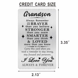 Alotozo Grandson Gifts from Nana Grandad - Grandson Christmas Graduation Gifts - Inspirational Engraved Wallet Card to Grandson