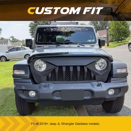 AMERICAN MODIFIED Demon Grille Compatible with Jeep 2018+ Wrangler JL and 2020+ Gladiator JT Models w/o TrailCam