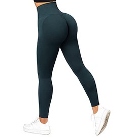 SUUKSESS Scrunch Butt Lifting Seamless Leggings for Women Booty High Waisted Workout Yoga Pants (Deep Green, S)