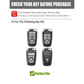 YINEOR for Ford Key Fob Cover Leather Car Key Case Protector Keychain Key Fob Holder Compatible for Bronco Mustang F150 F350 Fusion Escape Edge Explorer Expedition Raptor 2017-2024 (Blue)