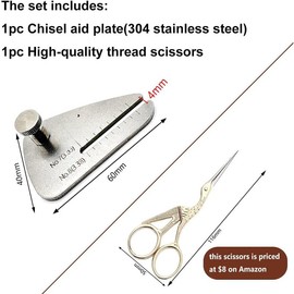 - Leather Stitching Punch Aid Pulling Plate and Scissor Kit,  Lacing Chisel or Pricking Iron Aid Mate, Leather Craft Work Tools Accessories - Color: Plate&scissor Set