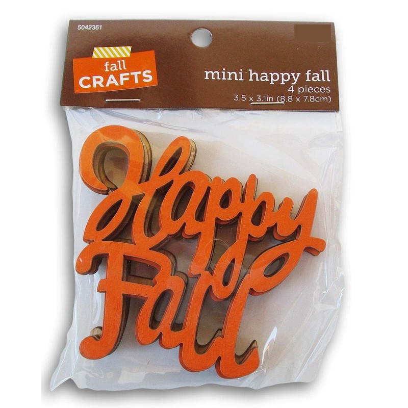 Happy Fall Painted Wood Cutout Shapes - 4 Pieces -