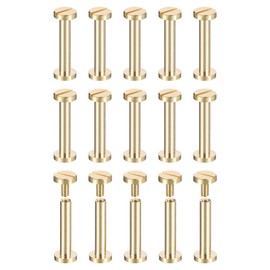 sourcing map 30Pack Brass Chicago Screws, 20x8mm Flat Head Screw Back Binding Post Nail Stud Rivets Fastener for DIY Leather Craft Belt Strap