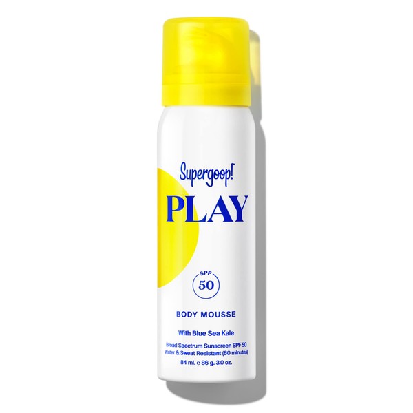 Supergoop! PLAY Body Mousse SPF 50 with Blue Sea Kale - 3 oz - Broad Spectrum Whipped Sunscreen for Sensitive Skin - Fun to Apply - Great for Active Days