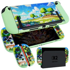 TIKOdirect Protective Case for Switch 2, Hard PC Shell and Soft TPU Joy-Con Grip, Slim Dockable Cover Case with Cute Pattern, Anti-Scratch and Shock-Absorption Design Cover Skin for Switch 2, Flower
