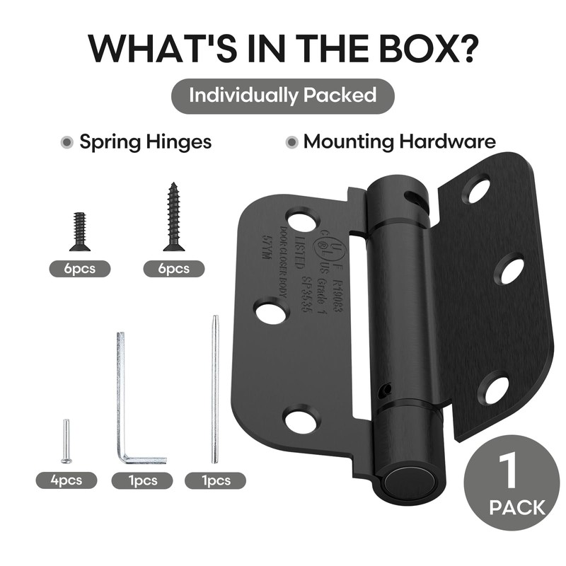 Treasem 1 Pack Self Closing Door Hinge, 3.5 Inch Spring
