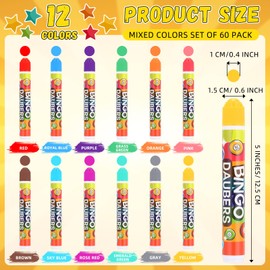 Crtiin 12 Pack Mixed Colors Set of Bingo Daubers Dot Markers Bingo Supplies in 12 Colors Dot Art Markers Paint Craft Ideal for Art and Crafts Painting Supplies Drawing Coloring