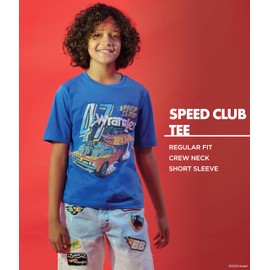 Wrangler Boys' X Hot Wheels Youth Reg Fit Speed Club Tee, Blue, Medium