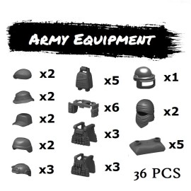 BeeldBricks 36 PCS Military Army Equipment | Building Blocks Accessory Bricks MOC - Black