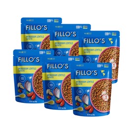 Fillo's Peruvian Lentils - Ready to Eat Lentils, Gluten-Free, Preservative-Free, Microwavable Meals, Non-GMO, Vegan, Plant Protein, 10 oz Pk of 6